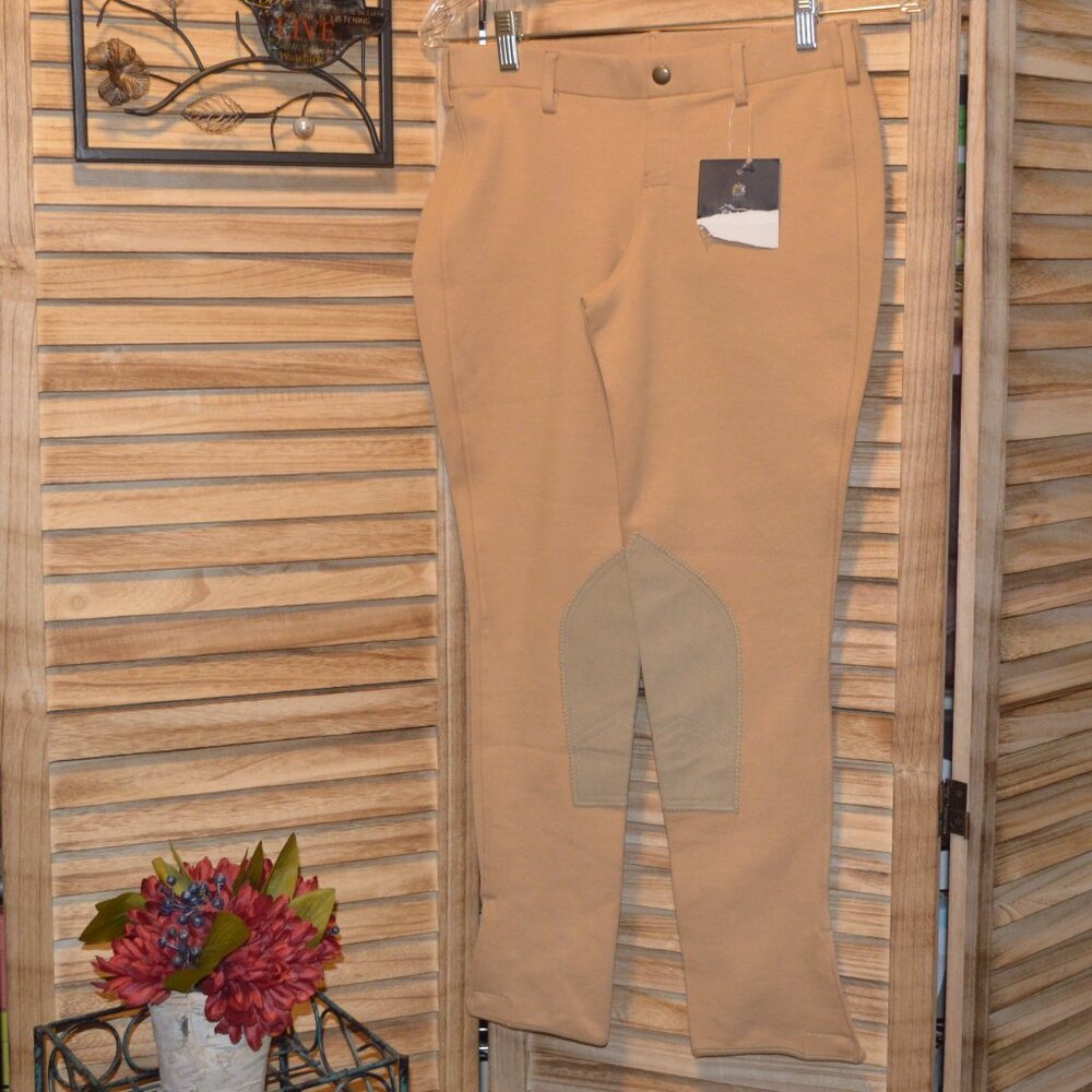 NWT Shires Equestrian Pants 28R Tan Pull On Style Riding Breeches